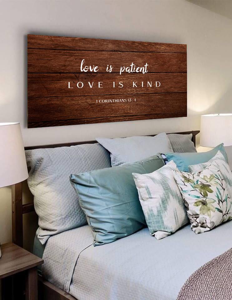 #12 Wooden Board & Love Is Patient, Love Is Kind Canvas Print 