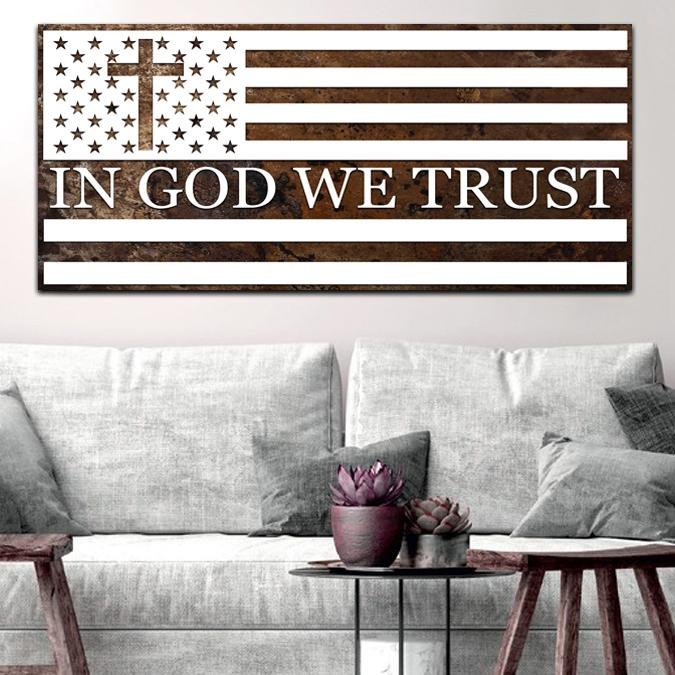 In God we Trust #15 American Flag Patriotic Wall Art – Christian Walls