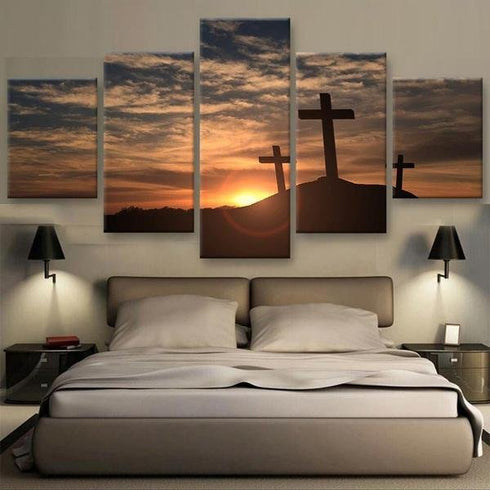 Mount Calvary Sunrise & Sunset - Christian Canvas Wall Art – Christian ...