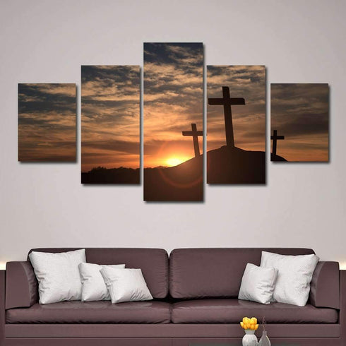 Mount Calvary Sunrise & Sunset - Christian Canvas Wall Art – Christian ...